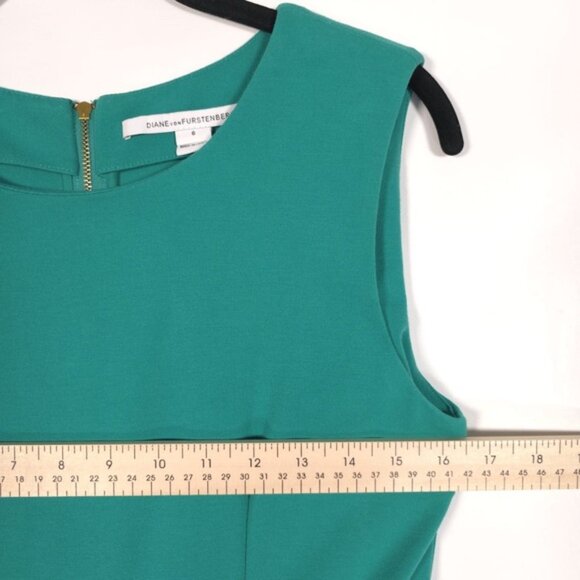 Diane Von Furstenberg Carpreena Mini Dress GREEN Size 6 Full Zipper Sleeveless - Picture 5 of 15